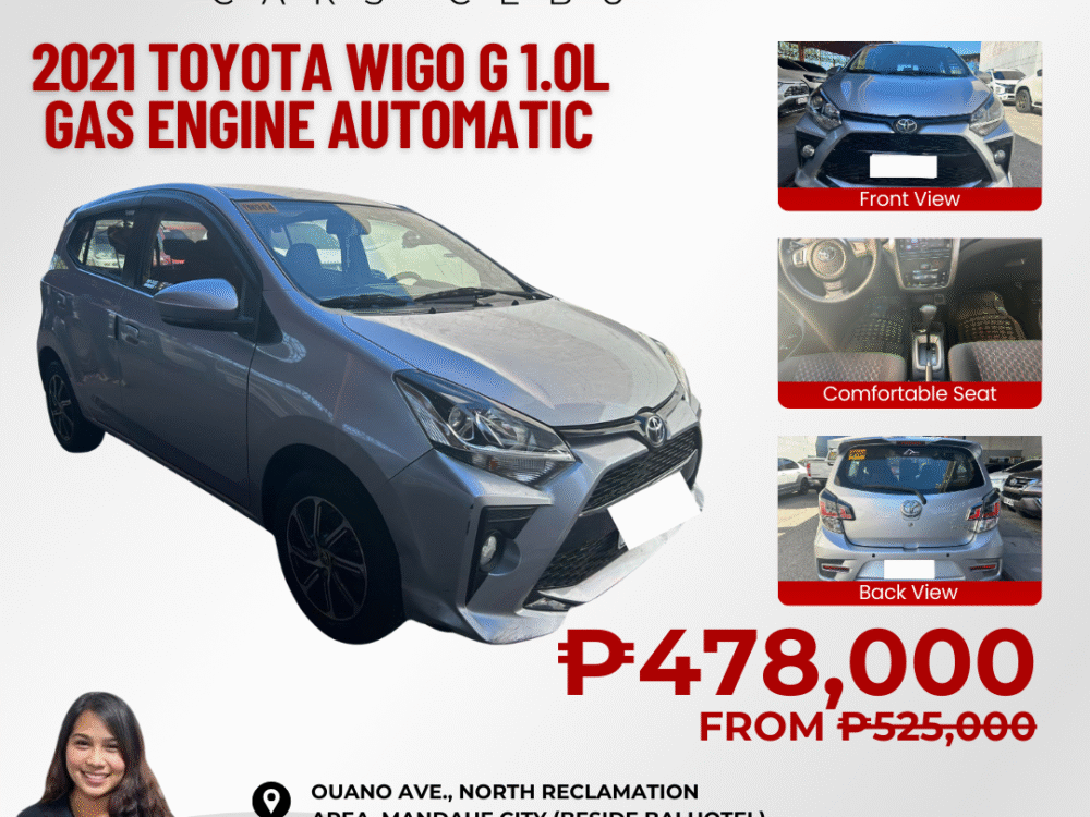 2021 TOYOTA WIGO G 1.0L AUTOMATIC TRANSMISSION (28T KMS ONLY!)