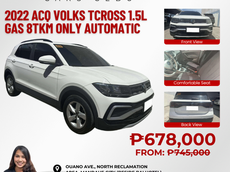 2022 ACQ VOLKS TCROSS 1.5L GASOLINE 8TKM ONLY AUTOMATIC TRANSMISSION