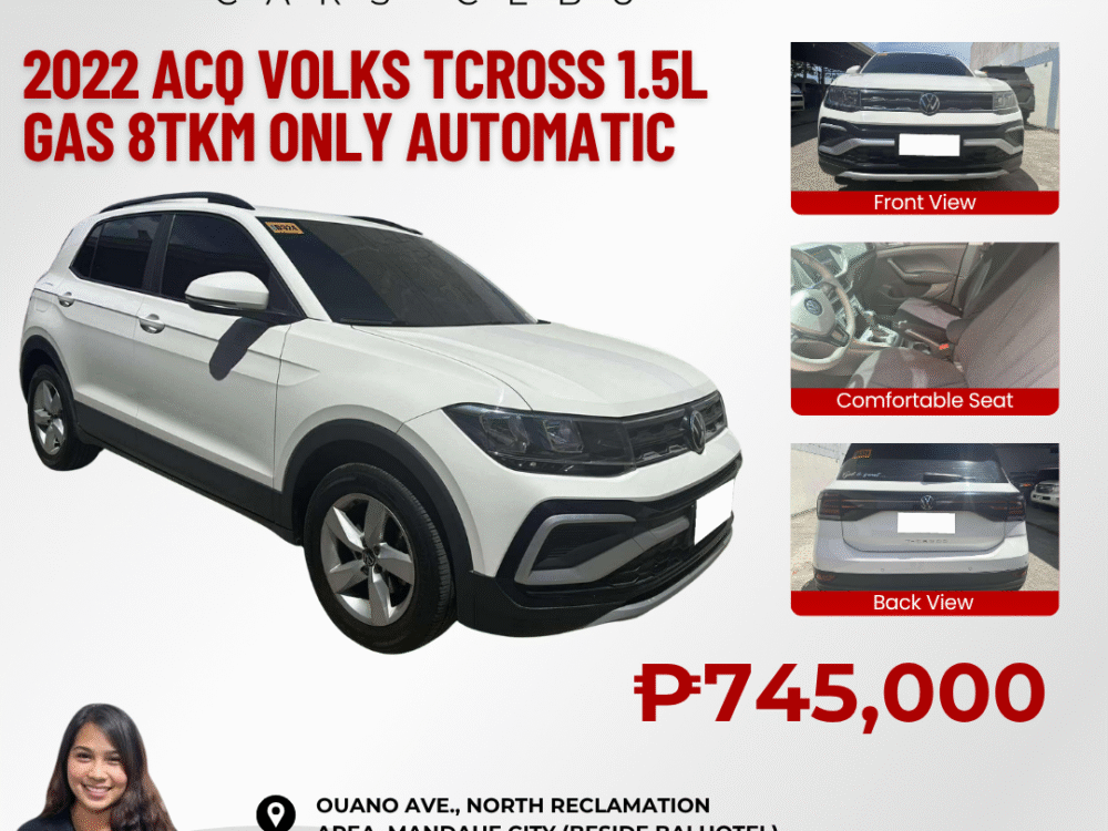 2022 ACQ VOLKS TCROSS 1.5L GASOLINE 8TKM ONLY AUTOMATIC TRANSMISSION
