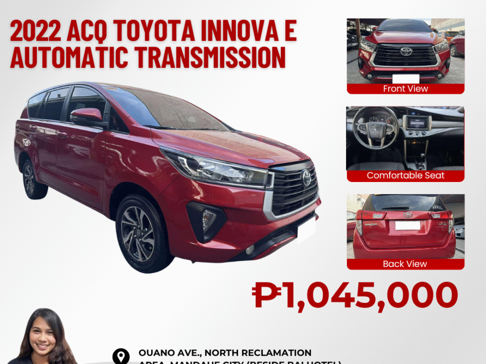 2022 ACQ TOYOTA INNOVA E AUTOMATIC TRANSMISSION