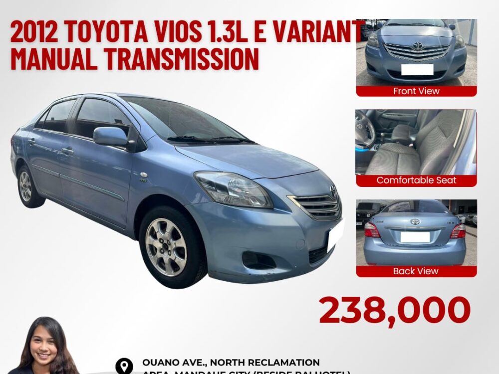 2012 TOYOTA VIOS 1.3L E VARIANT MANUAL TRANSMISSION