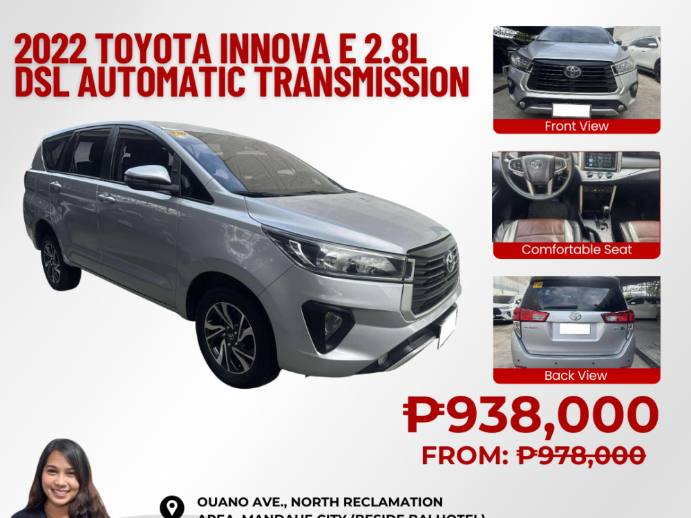 2022 TOYOTA INNOVA E 2.8L DIESEL ENGINE AUTOMATIC TRANSMISSION