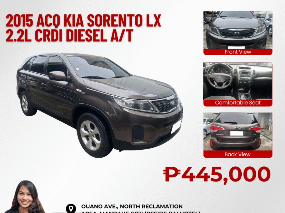 2015 ACQ KIA SORENTO LX 2.2L CRDi DIESEL AUTOMATIC TRANSMISSION