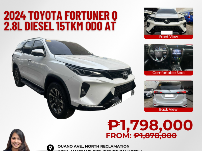 2024 TOYOTA FORTUNER Q 2.8L DIESEL 15TKM ODO AUTOMATIC TRANSMISSION