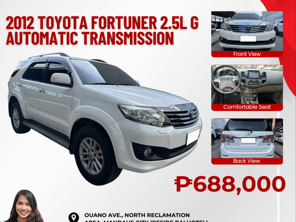 2012 TOYOTA FORTUNER 2.5L G DIESEL 66TKM ONLY AUTOMATIC TRANSMISSION