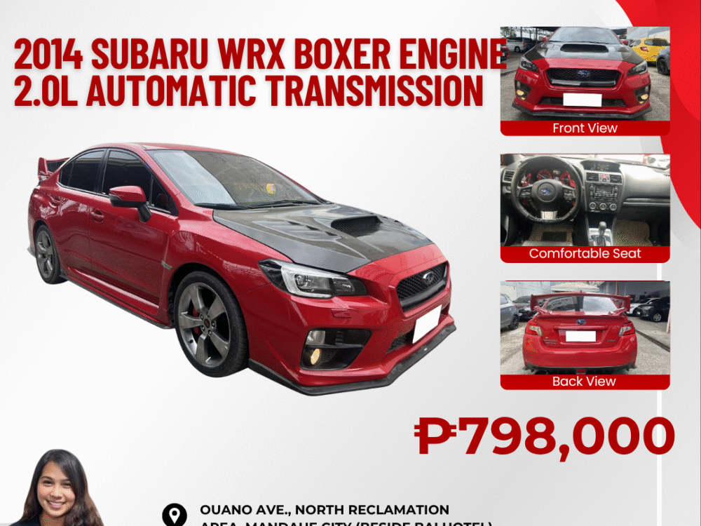 2014 SUBARU WRX 2.0L BOXER ENGINE AUTOMATIC TRANSMISSION