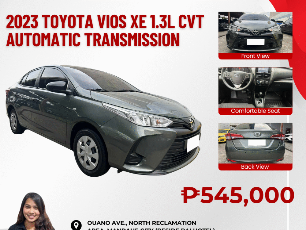 2023 TOYOTA VIOS XE 1.3L CVT 11TKM ONLY AUTOMATIC TRANSMISSION