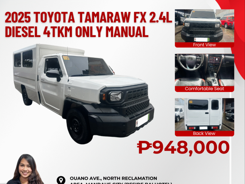 2025 TOYOTA TAMARAW FX 2.4L DIESEL ENGINE 4TKM ONLY MANUAL TRANSMISSION