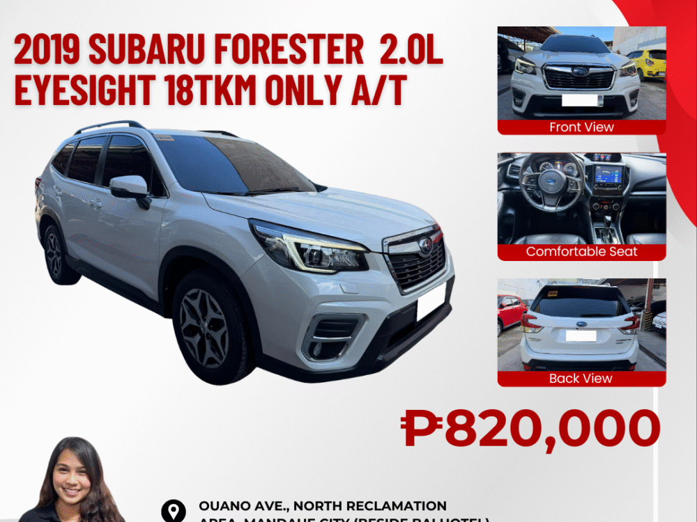 2019 SUBARU FORESTER 2.0L EYESIGHT 18TKM ONLY AUTOMATIC TRANSMISSION