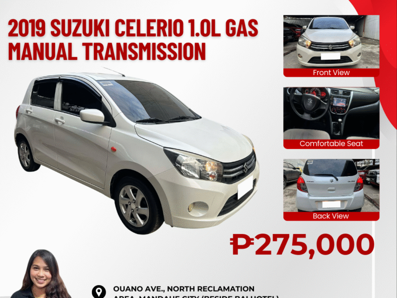 2019 SUZUKI CELERIO 1.0L GASOLINE MANUAL TRANSMISSION