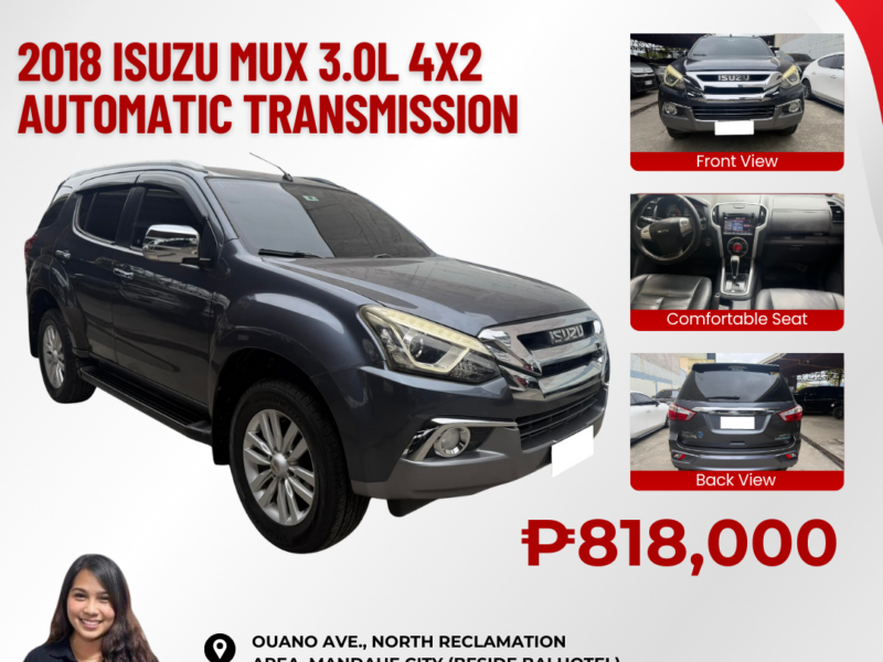 2018 ISUZU MUX 3.0L 4X2 BLUEPOWER AUTOMATIC TRANSMISSION