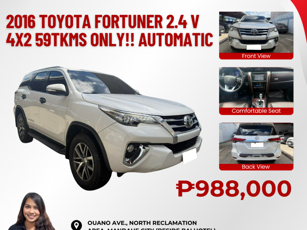 2016 TOYOTA FORTUNER 2.4L V 4X2 59TKMS ONLY!! AUTOMATIC TRANSMISSION