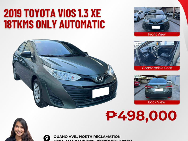 2019 TOYOTA VIOS 1.3 XE 18TKMS ONLY AUTOMATIC TRANSMISSION