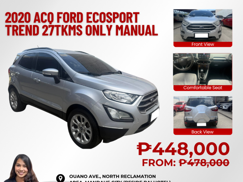 2020 ACQ FORD ECOSPORT TREND 27TKMS ONLY MANUAL TRANSMISSION