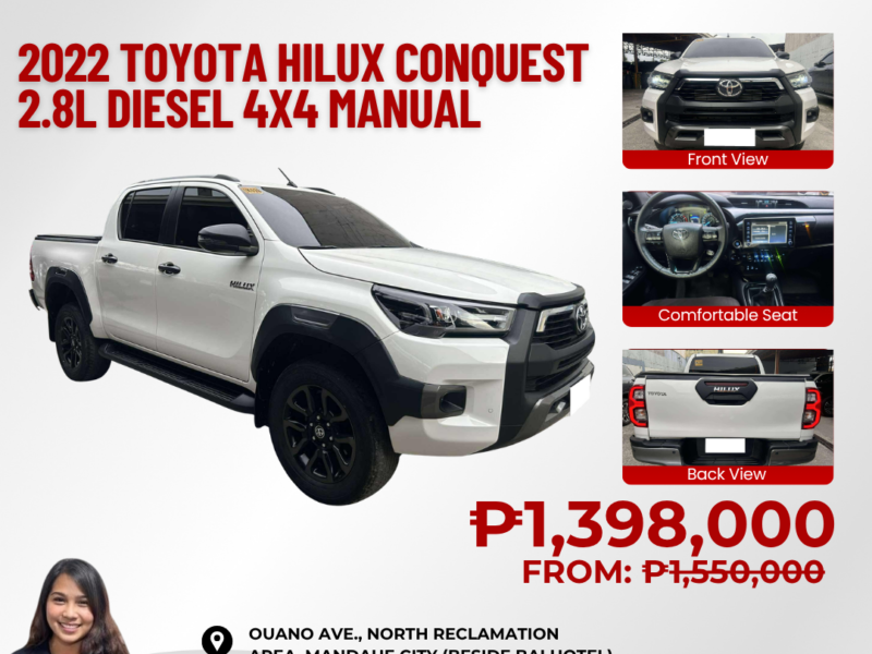 2022 TOYOTA HILUX CONQUEST 2.8L DIESEL 4x4MANUAL TRANSMISSION