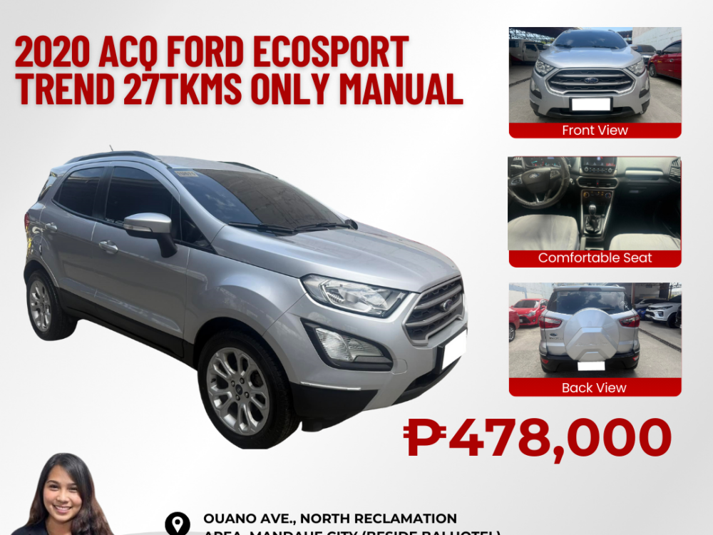 2020 ACQ FORD ECOSPORT TREND 27TKMS ONLY MANUAL TRANSMISSION