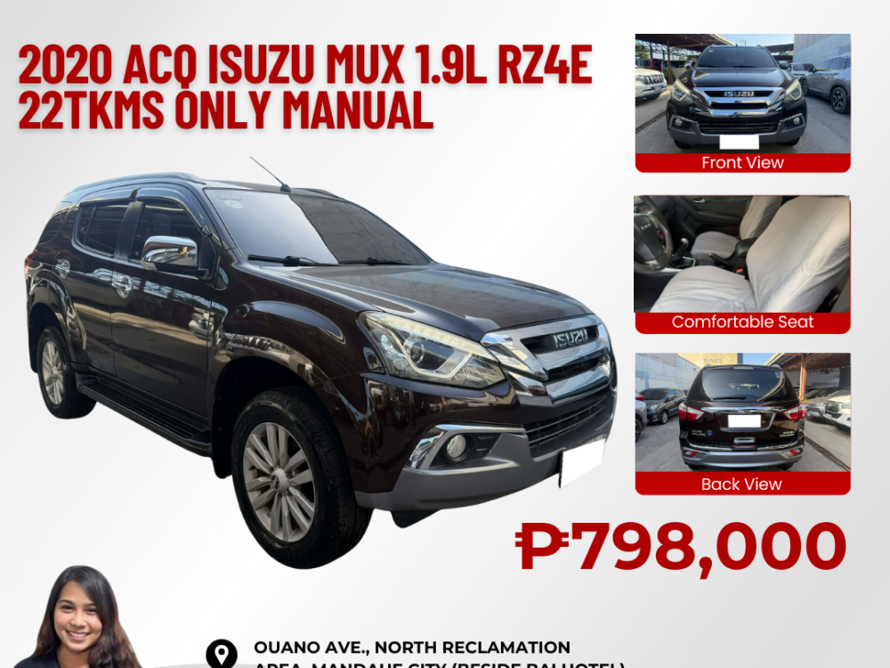 2020 ACQ ISUZU MUX 1.9L RZ4E BLUEPOWER 22TKMS ONLY MANUAL TRANSMISSION