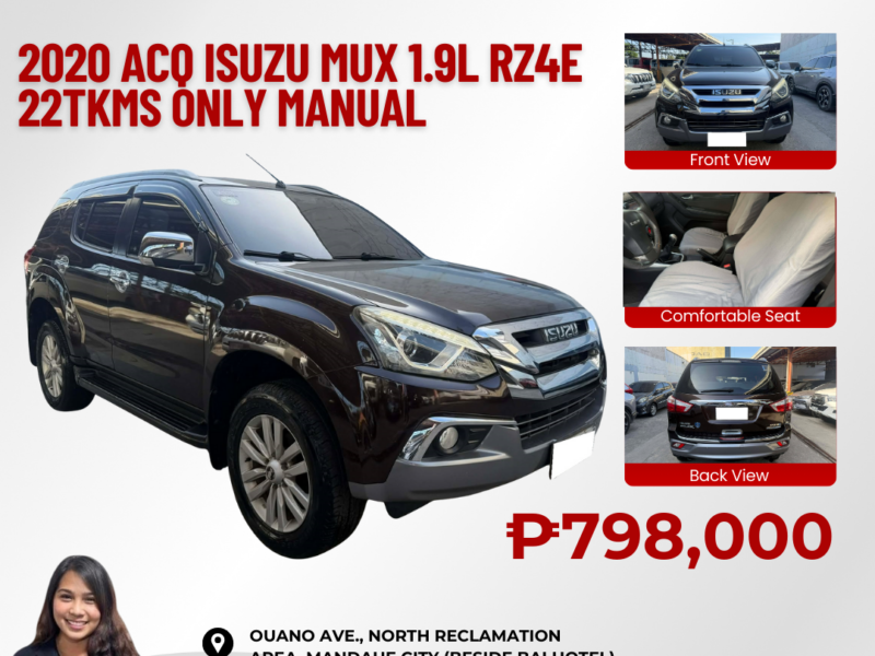 2020 ACQ ISUZU MUX 1.9L RZ4E BLUEPOWER 22TKMS ONLY MANUAL TRANSMISSION
