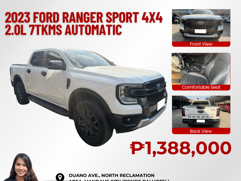 2023 NEXT GEN FORD RANGER SPORT 2.0L 4X4 AUTOMATIC TRANSMISSION