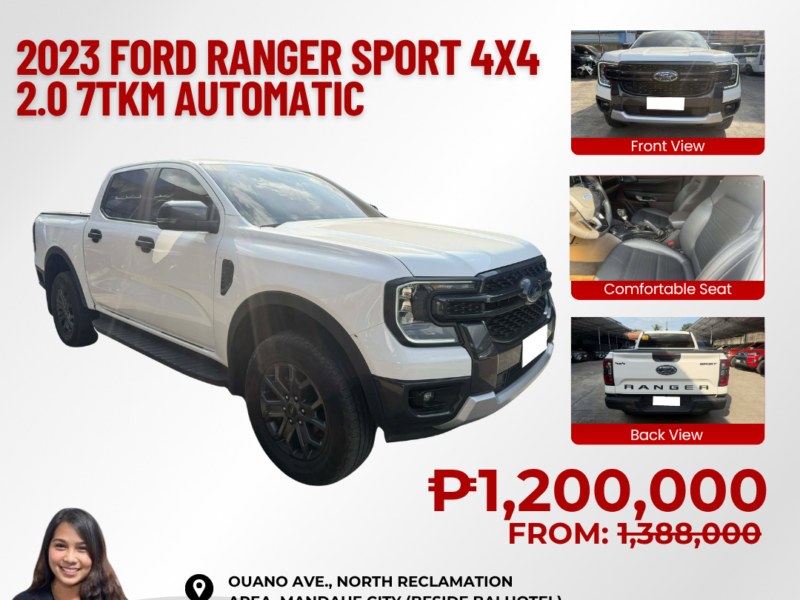 2023 NEXT GEN FORD RANGER SPORT 2.0L 4X4 AUTOMATIC TRANSMISSION