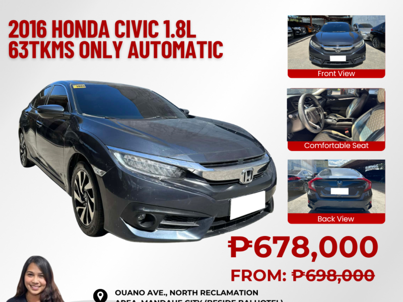 2016 HONDA CIVIC 1.8L E AUTOMATIC TRANSMISSION