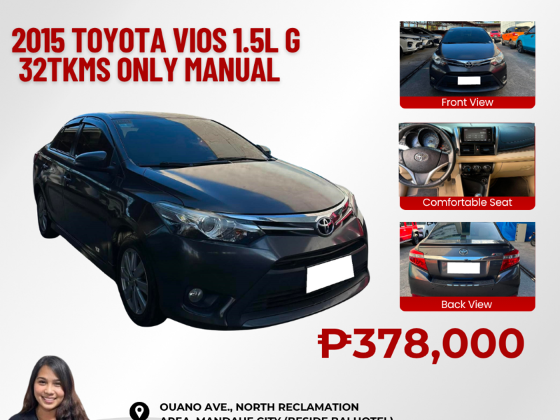 2015 TOYOTA VIOS G 1.5L MANUAL TRANSMISSION