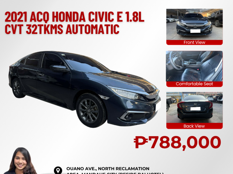 2021 ACQ HONDA CIVIC E CVT 1.8L AUTOMATIC TRANSMISSION