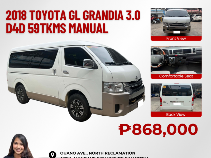2018 TOYOTA HI ACE GL GRANDIA 3.0L D4D MANUAL TRANSMISSION