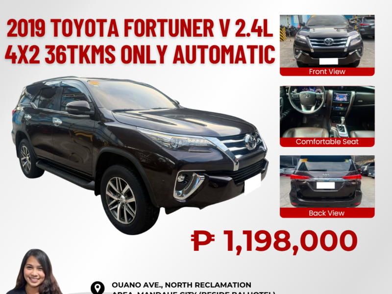 2019 TOYOTA FORTUNER V 2.4L 4x2 36TKMS ONLY