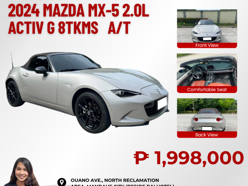 2024 MAZDA MX-5 2.0L AT ACTIV G 8TKMS ONLY!!!
