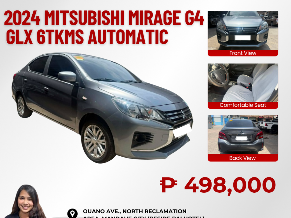 2024 MITSUBISHI MIRAGE G4 GLX AUTOMATIC TRANSMISSION 6KMS ONLY!!!