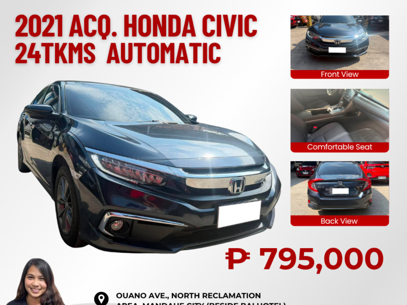 2021 ACQ. HONDA CIVIC AUTOMATIC TRANSMISSION 24TKM ONLY!