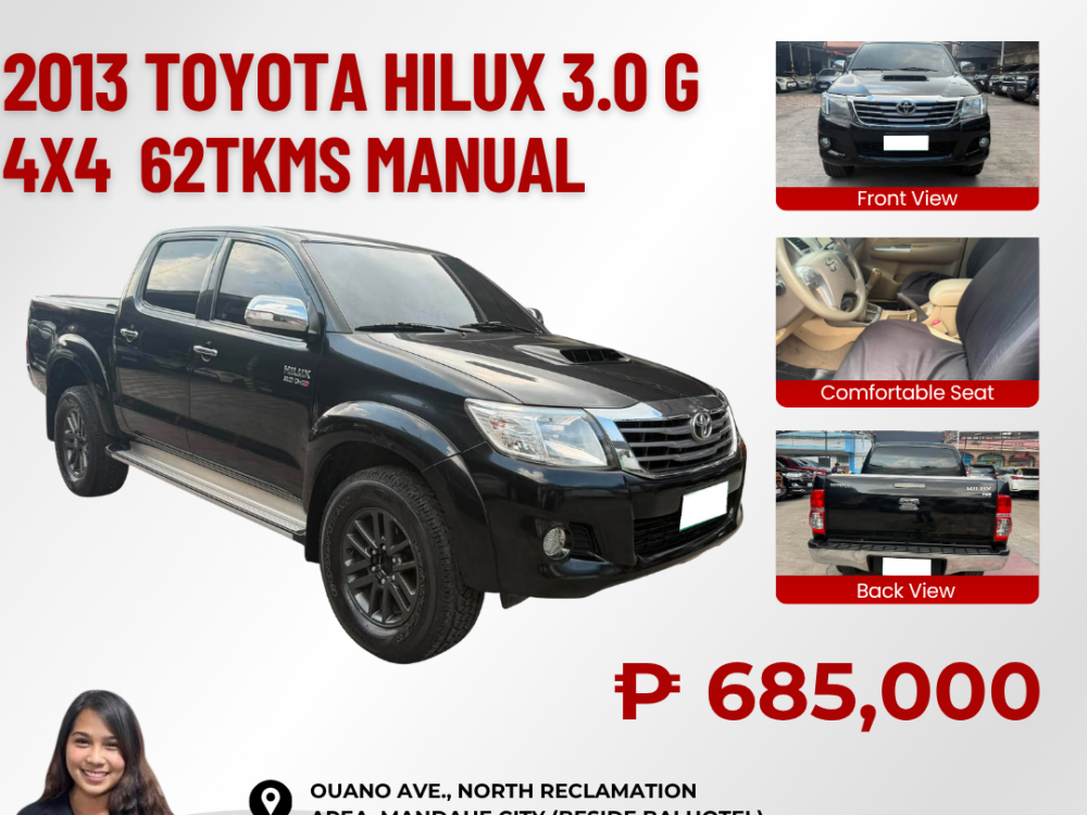 2013 TOYOTA HILUX 3.0 G 4X4 MANUAL TRANSMISSION 62TKM