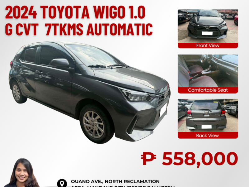 2024 TOYOTA WIGO 1.0 G CVT AUTOMATIC TRANSMISSION 7TKM ONLY!!!