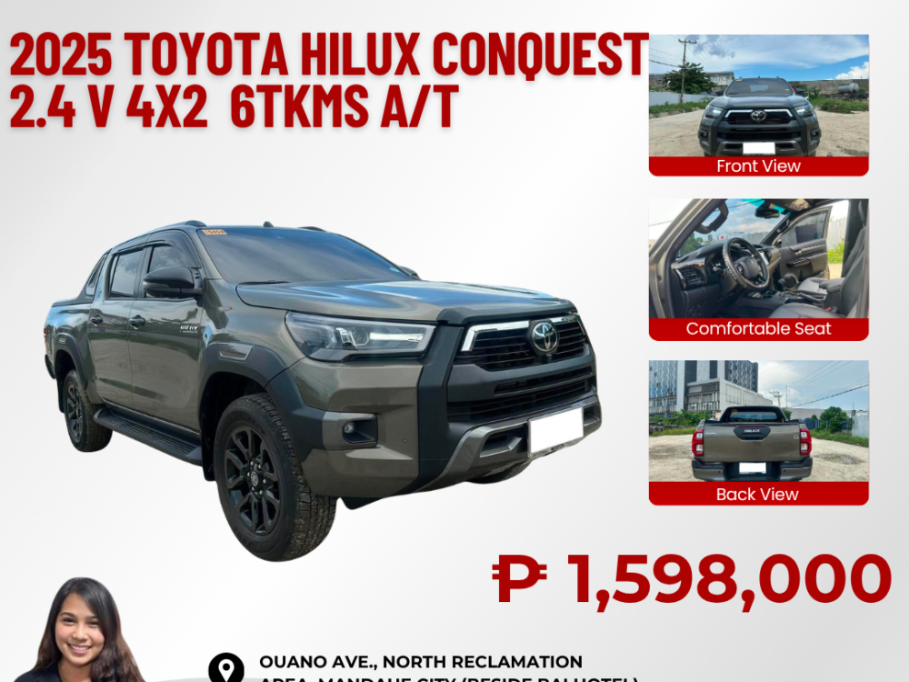 2025 TOYOTA HILUX CONQUEST 2.4 V 4X2 AUTOMATIC TRANSMISSION 6TKM ONLY!!!