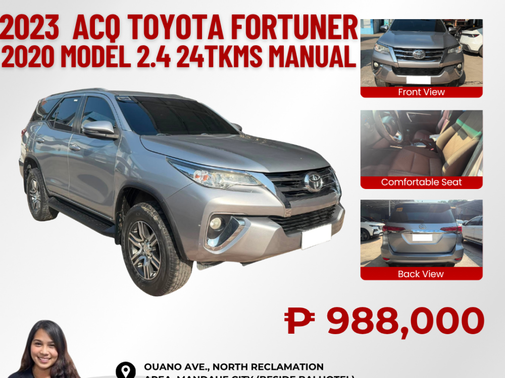 2023 ACQ TOYOTA FORTUNER 2020 MODEL 2.4 G DIESEL MANUAL TRANSMISSION 24TKM ONLY