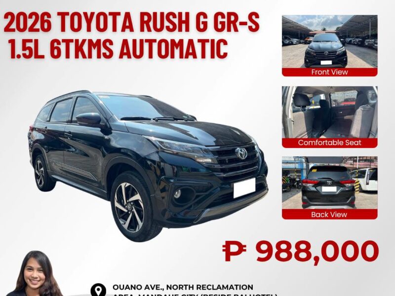2026 TOYOTA RUSH G GR-S 1.5L AUTOMATIC TRANSMISSION 6TKM ONLY!!!
