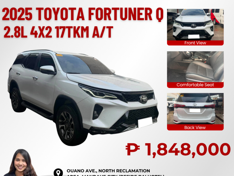 2025 TOYOTA FORTUNER Q 2.8L DIESEL AUTOMATIC TRANSMISSION 17TKM ONLY!!!