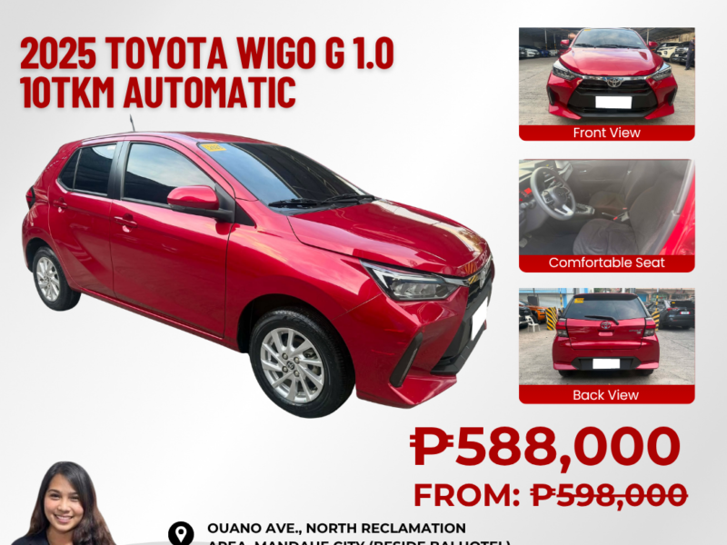 2025 TOYOTA WIGO G 1.0 AUTOMATIC TRANSMISSION 10TKM ONLY!
