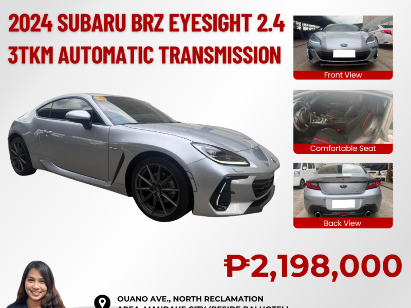 2024 SUBARU BRZ EYESIGHT 2.4 AUTOMATIC TRANSMISSION 3TKM ONLY!!!