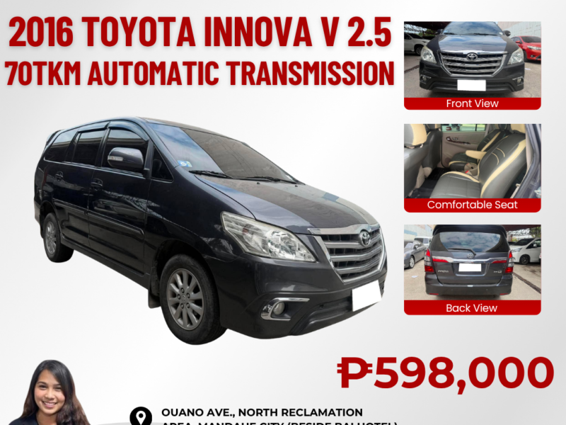 2016 TOYOTA INNOVA V 2.5 AUTOMATIC TRANSMISSION 70TKM ONLY!!!