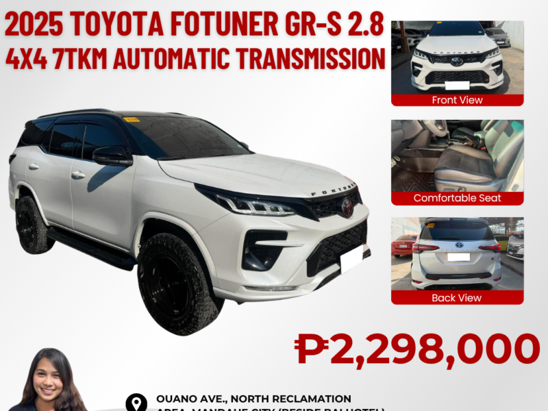 2025 TOYOTA FORTUNER GR-S 2.8 4X4 AUTOMATIC TRANSMISSION 7TKM ONLY!!!!