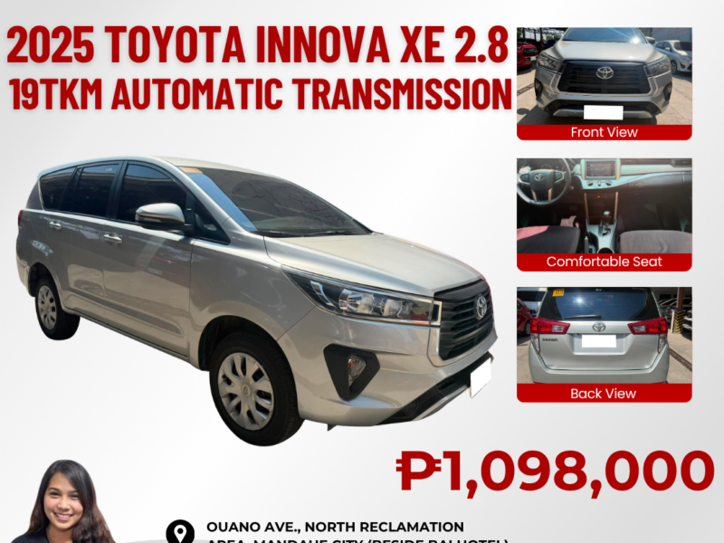 2025 TOYOTA INNOVA XE 2.8 AUTOMATIC TRANSMISSION 19TKM ONLY!!!