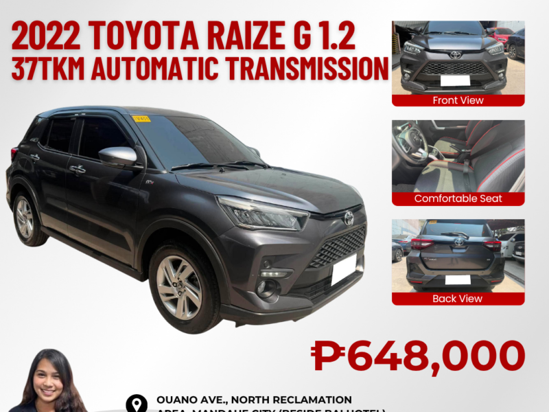 2022 TOYOTA RAIZE G 1.2 AUTOMATIC TRANSMISSION 37TKM ONLY!!!