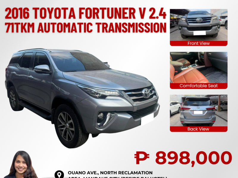 2016 TOYOTA FORTUNER V 2.4 AUTOMATIC TRANSMISSION 71TKM ONLY!!!
