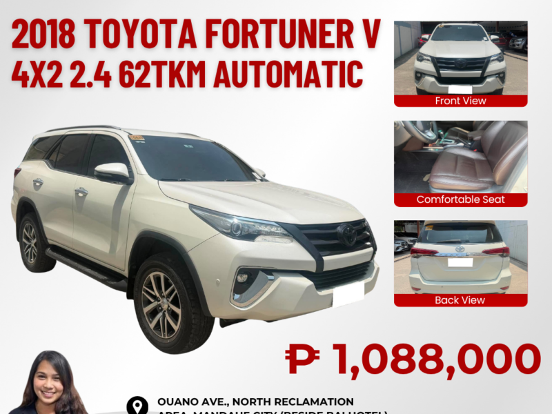 2018 TOYOTA FORTUNER V 4X2 2.4 AUTOMATIC TRANSMISSION 62TKM ONLY!!!